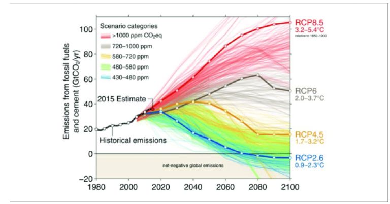 RCPs for Emissions from fossil fuels and cement (Image: N. Craik/University of Waterloo)