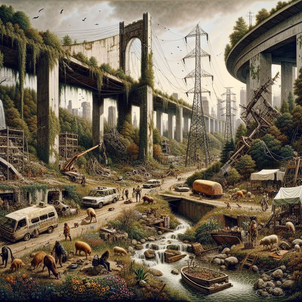 A post-societal collapse landscape (Image: Tanjent/Copilot)